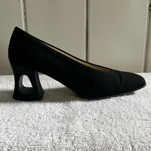 Proxy Black Sz 6.5 Fabric Modern Chic Geometric Block Heel Statement Pumps